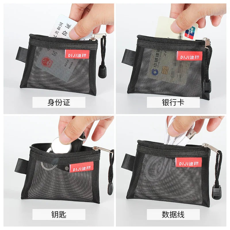 Mini Mesh Zipper Card Pouch | Transparent ID and Credit Card Storage Bag