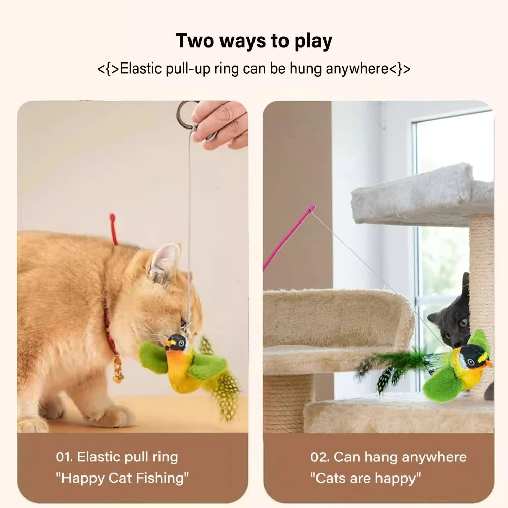 Interactive Cat Toy with Realistic Bird Sound | Plush Chirping Bird Catnip Toy for Cats & Kittens