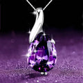 LiHong S925 Sterling Silver Necklace | Angel Tears Blue Topaz Crystal Pendant for Women