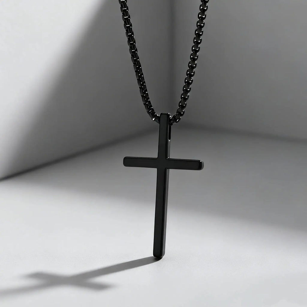 Fashionable Cross Pendant Necklace | Unisex Stainless Steel Box Chain
