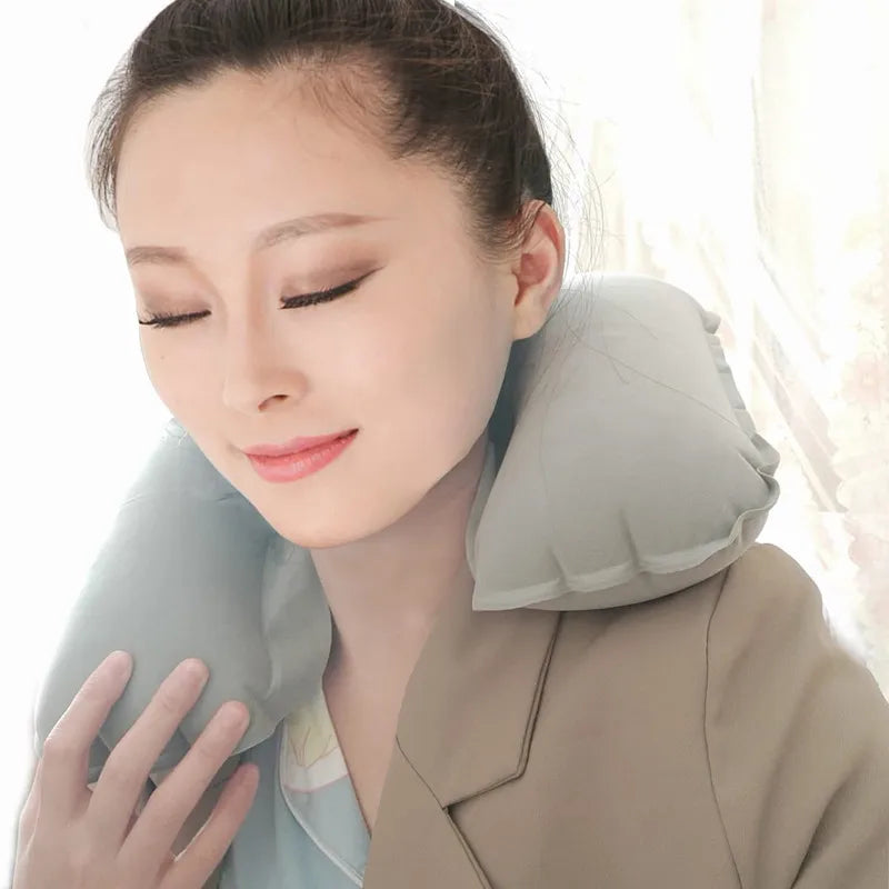 Portable Inflatable Travel Neck Pillow | U-Shape Air Cushion for Airplane