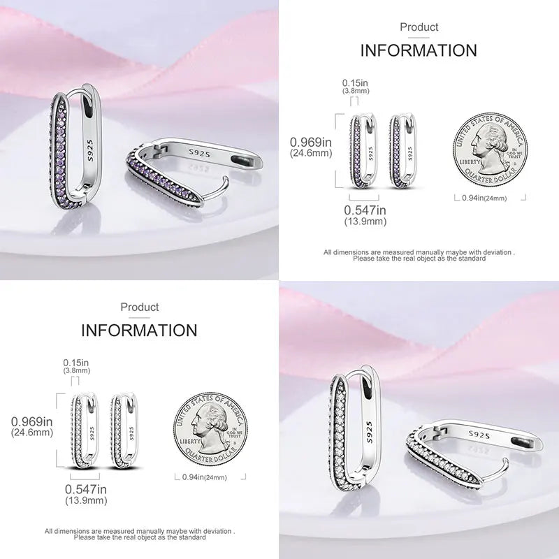 Colorful 925 Sterling Silver Hoop Earrings for Women | Classic Circle Earrings