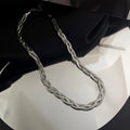 Tricolor Hand Braided Stainless Steel Necklace | Cuban Chain Jewelry for Women