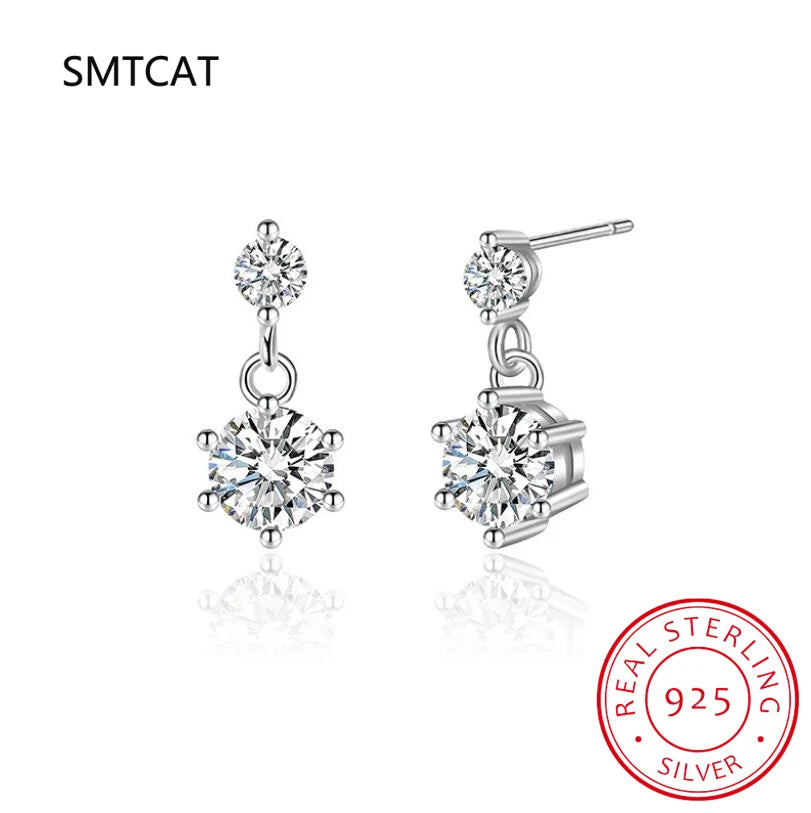 VVS1 Moissanite Stud Earrings for Women | 925 Sterling Silver Round Cut
