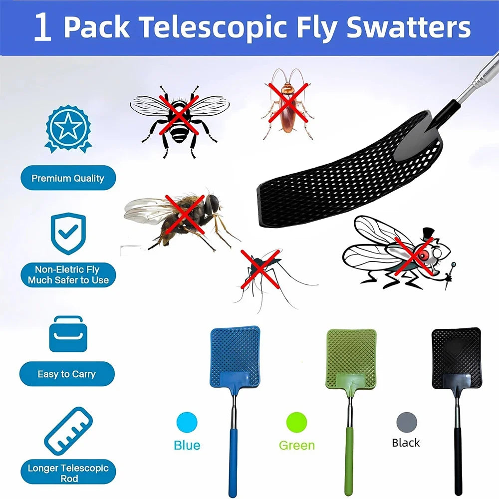 Extendable Fly Swatter | Mosquito Swatter with Stainless Steel Handle