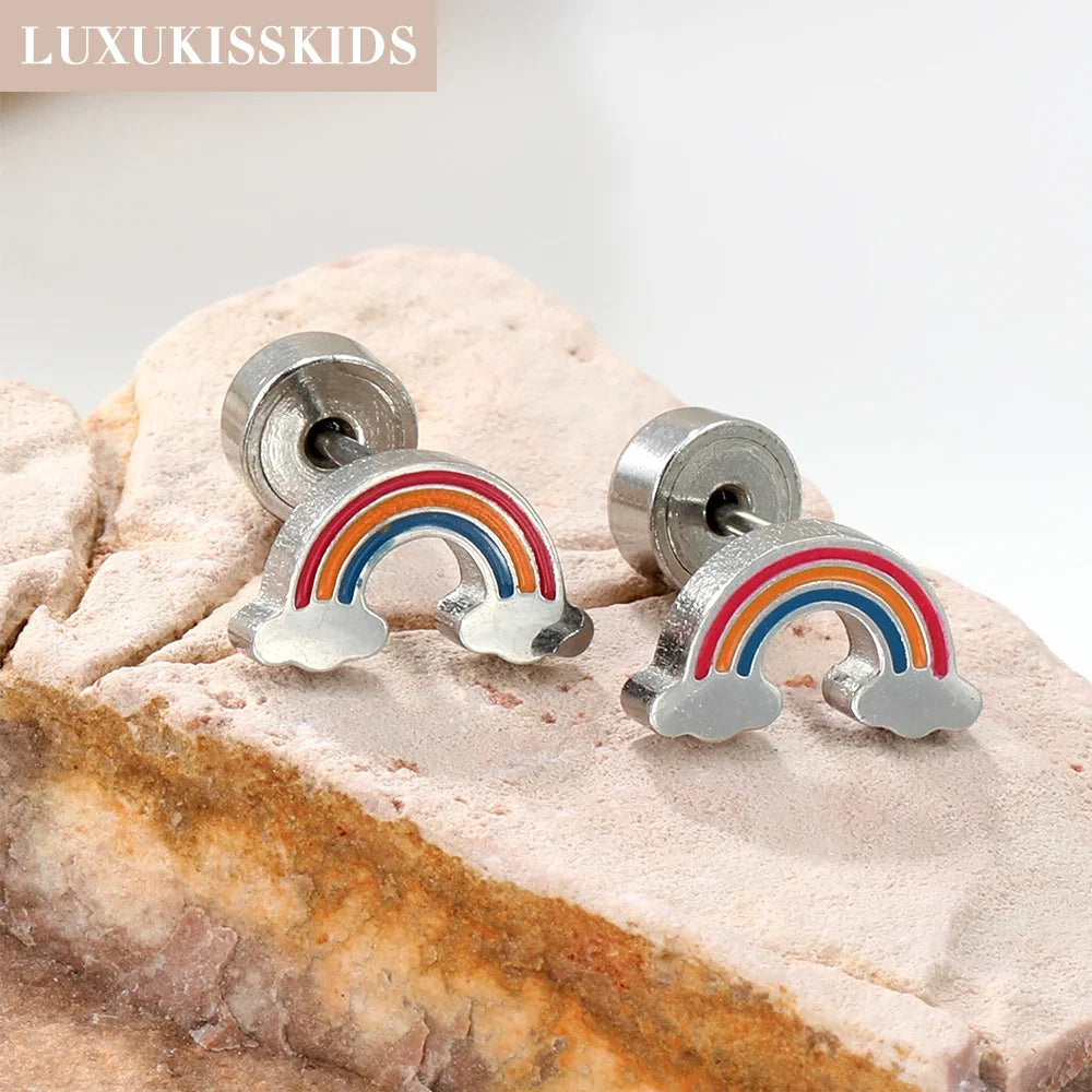 Cute Acrylic Animal Stud Earrings | Surgical Steel Hypoallergenic Earrings for Women and Girls