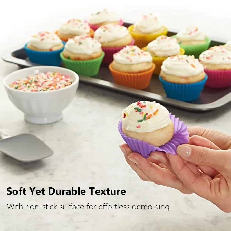 12-Piece Silicone Cupcake Mold Set | Non-Stick Baking Cups for Muffins and Cakes