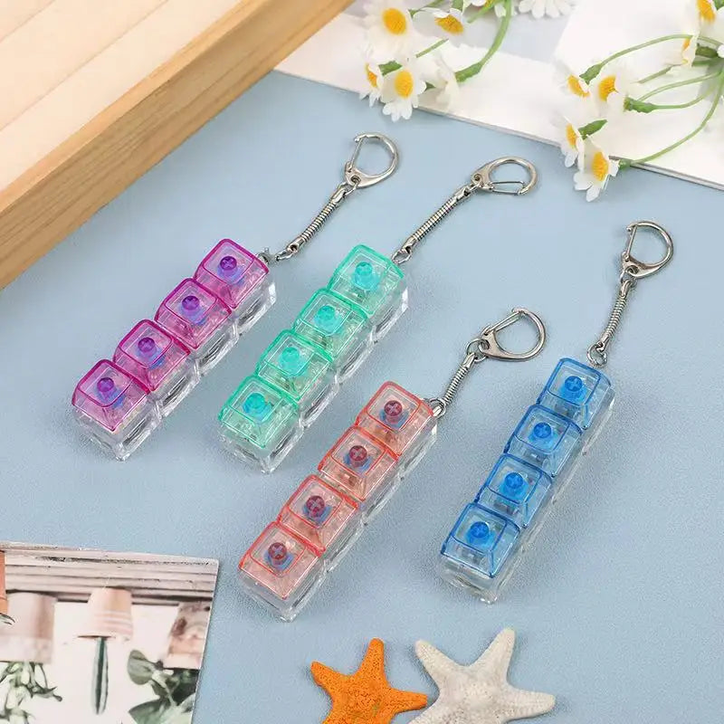 Silent Fidget Keychain | 4-Key LED Mechanical Switch Tester