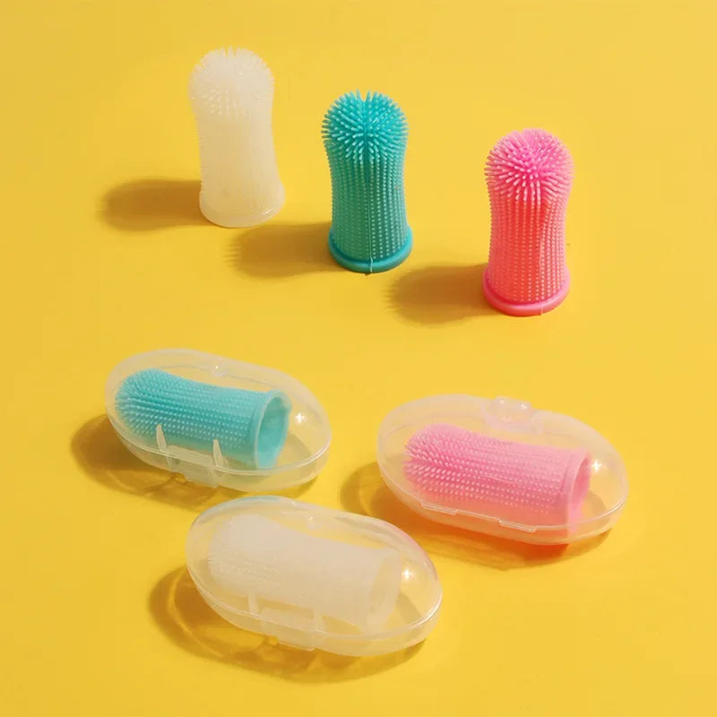 Soft Pet Finger Toothbrush | Dog Teeth Cleaning Breath Care Nontoxic Silicone