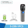USB Rechargeable LED Flashlight | 1200mAh Waterproof Zoomable Camping Light