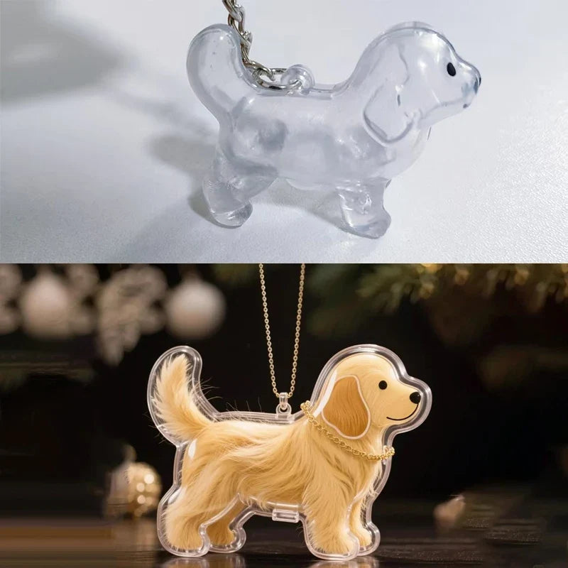 Clear Puppy Hair Memorial Keepsake Capsule | Pet Fur Container Keychain