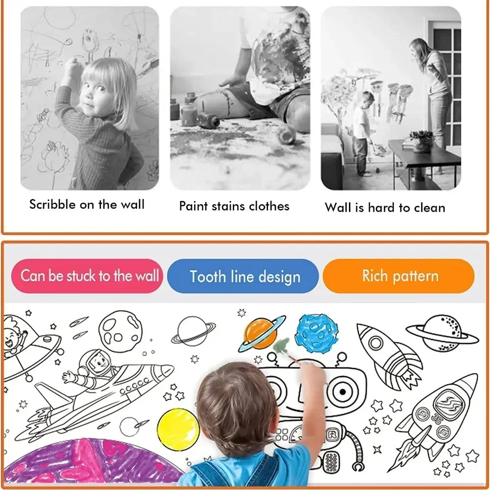 Children's Drawing Roll | Sticky Color Filling Paper for DIY Painting
