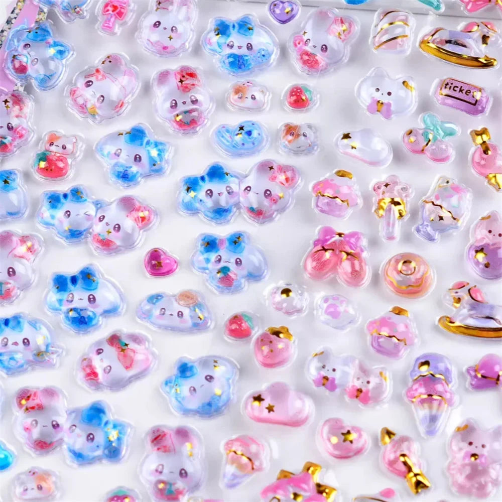 Cartoon Japanese 3D Crystal Relief Stickers | DIY Decoration for Phone, Water Cup, and Gifts