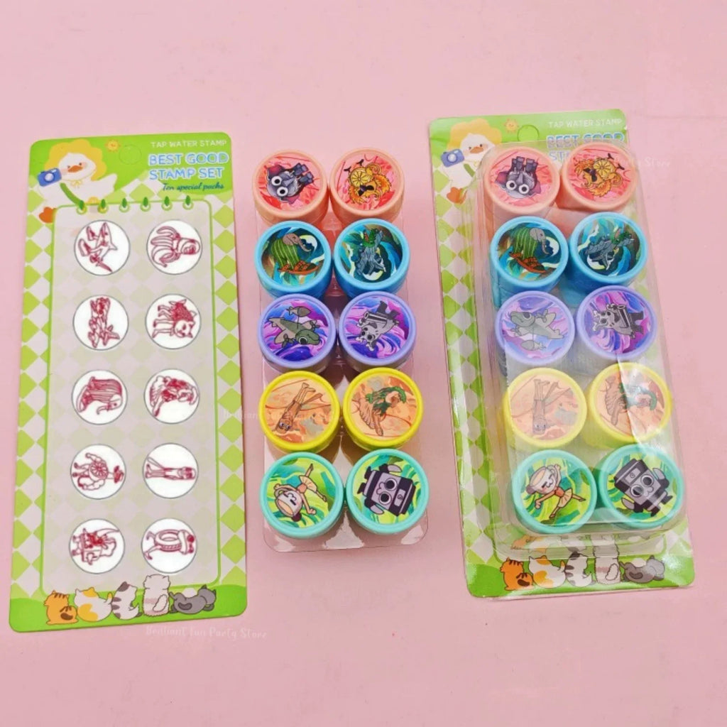 10Pcs Cartoon Animal Stamps | Party Favors and Classroom Rewards