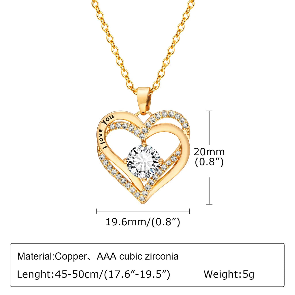 Vnox Heart Birthstone Necklace for Women | I Love You Jewelry Gift for Mom Wife Girlfriend