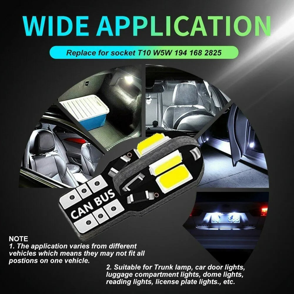 10PCS W5W T10 5730 LED Bulbs Canbus 12V | Car Interior Dome Map Light Parking Signal Lamp
