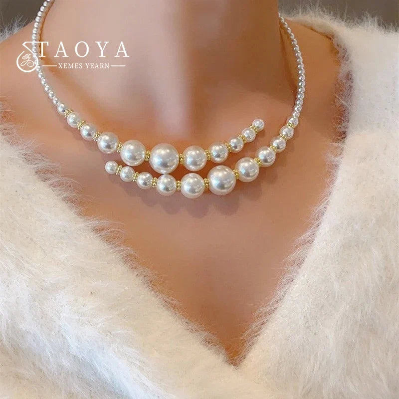 Taoya Vintage Imitation Pearl Collarbone Necklace | Women's Fashion Retro Jewelry