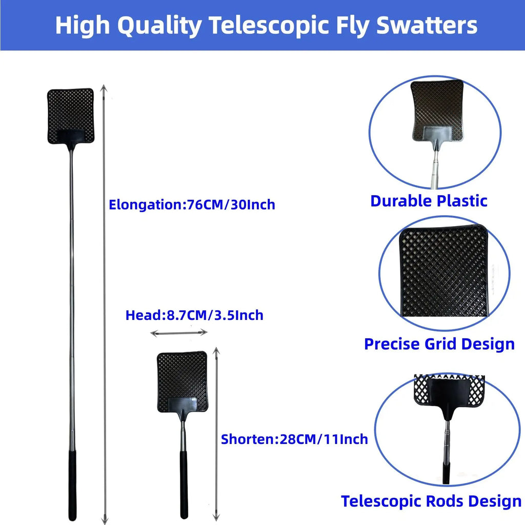 Extendable Fly Swatter | Mosquito Swatter with Stainless Steel Handle