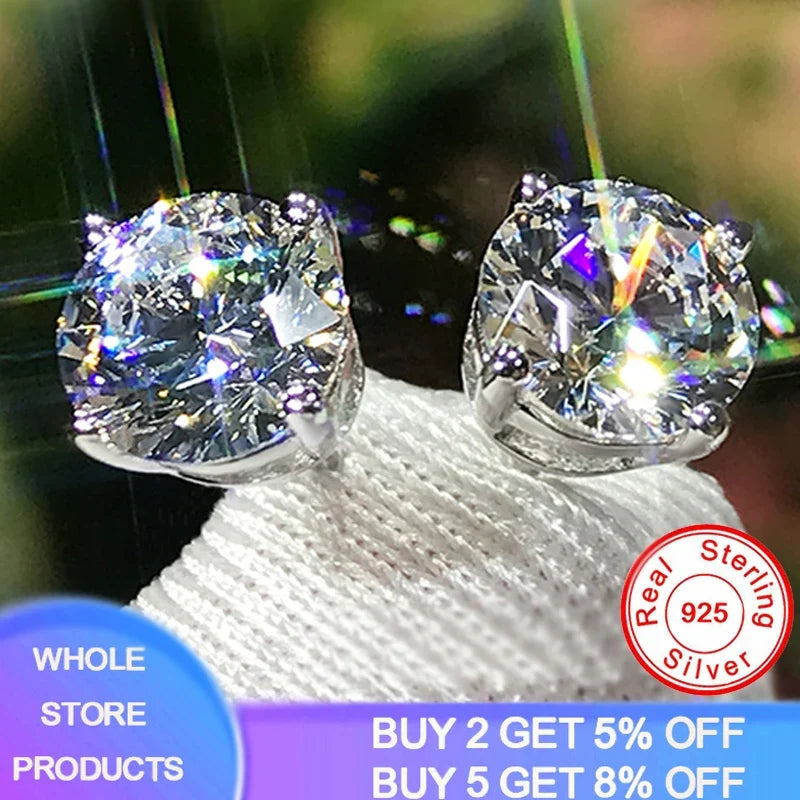 2.0ct Moissanite Earrings for Women | Lab Grown Diamond Studs 925 Sterling Silver
