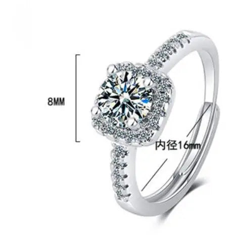 1CT 2CT 3CT Moissanite Engagement Ring | Sterling Silver Halo Bridal Set