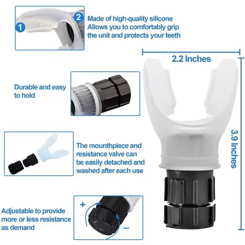 Portable Lung Capacity Trainer | Adjustable Resistance Breathing Exerciser