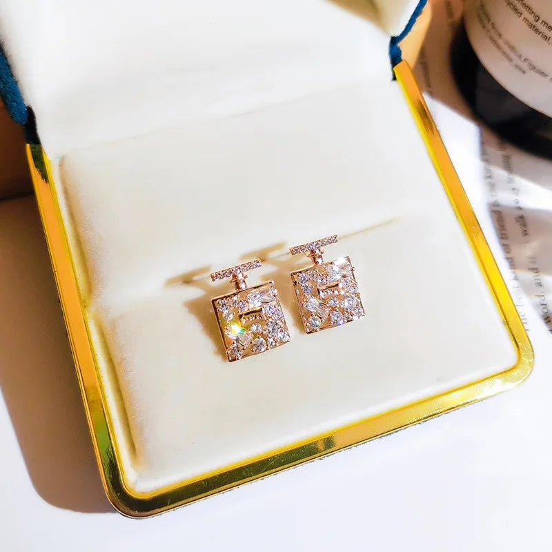 Perfume Bottle Stud Earrings | Sterling Silver Dazzling Zirconia Jewelry
