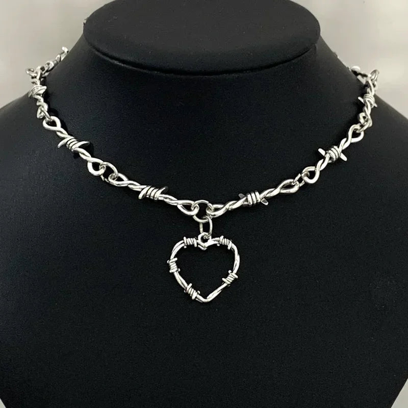 Barbed Wire Choker Necklace | Gothic Punk Thorns Chain for Women