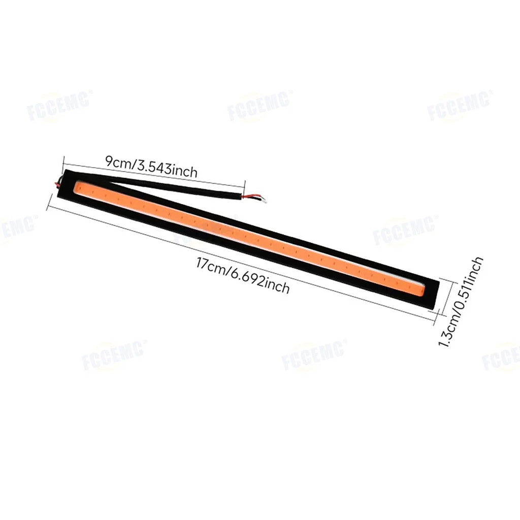 2pcs Ultra Thin LED Car COB Daytime Running Lights | Waterproof 12V Ambient Lamp Bar