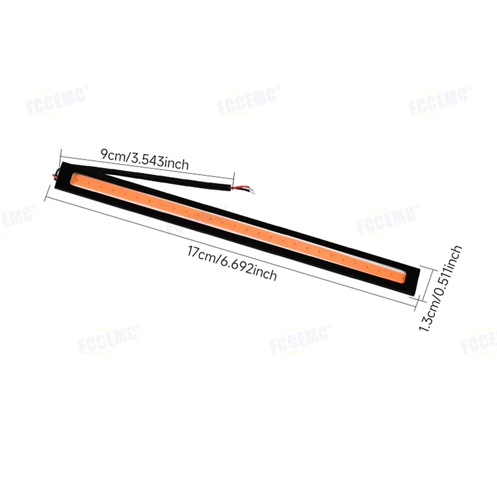 2pcs Ultra Thin Bright LED Car COB Daytime Running Lights | 12V Waterproof Night Lighting Decorative Ambient Lamp Bar