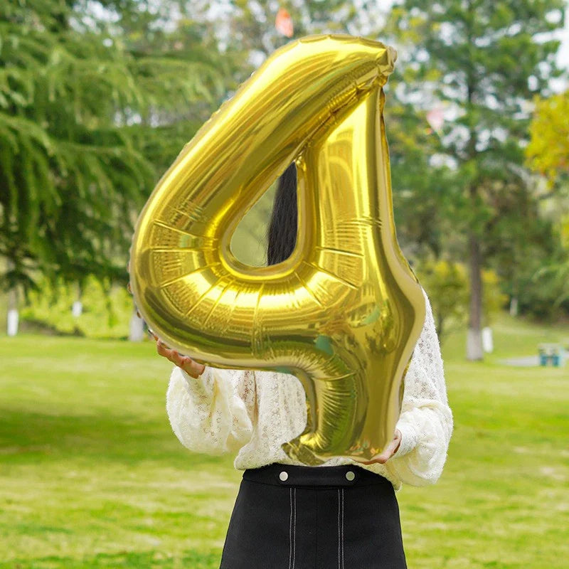 32 Inch Gold Foil Number Balloons 0-9 | Birthday Party Decorations
