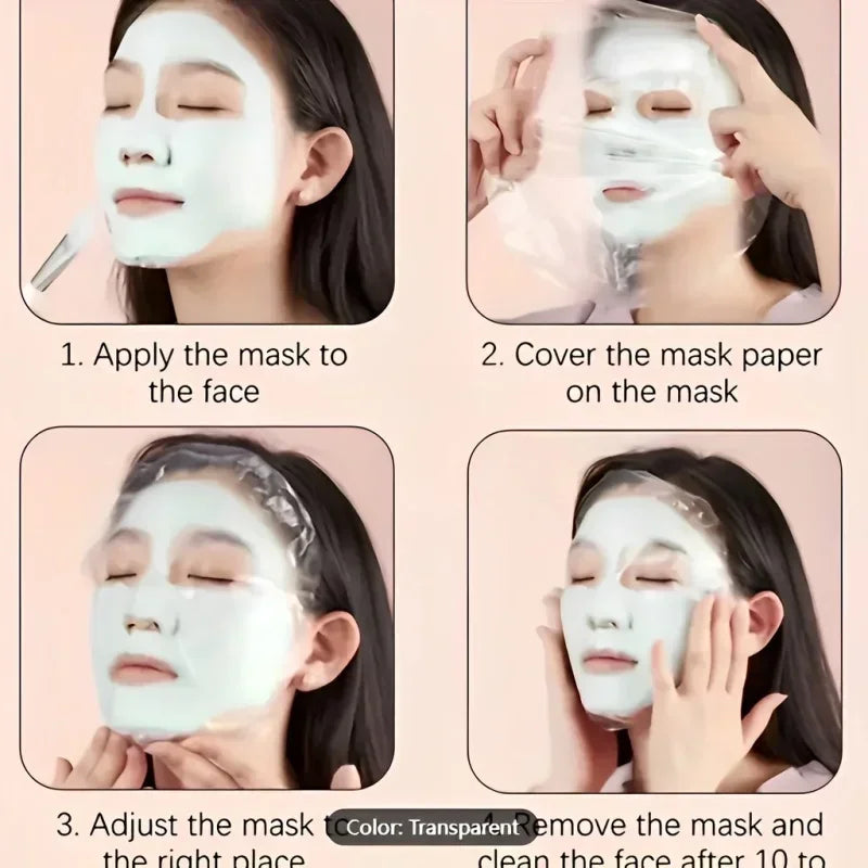 Disposable Facial Mask Wrap | Transparent Plastic Face and Neck Sticker