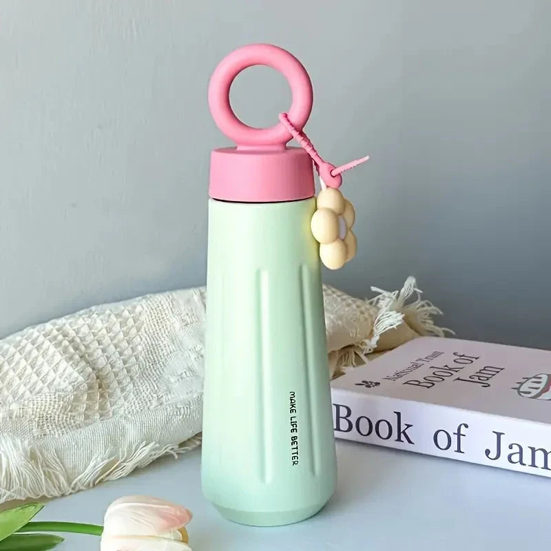 450ml 316 Stainless Steel Vacuum Insulated Water Bottle with Sunflower Pendant | Unisex Thermos for Hot & Cold Drinks