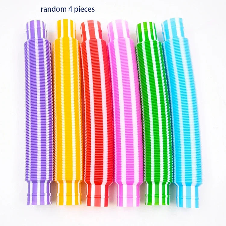 4 Pack Mini Sensory Pop Tubes | Fidget Toys for Stress Relief and ADHD Focus