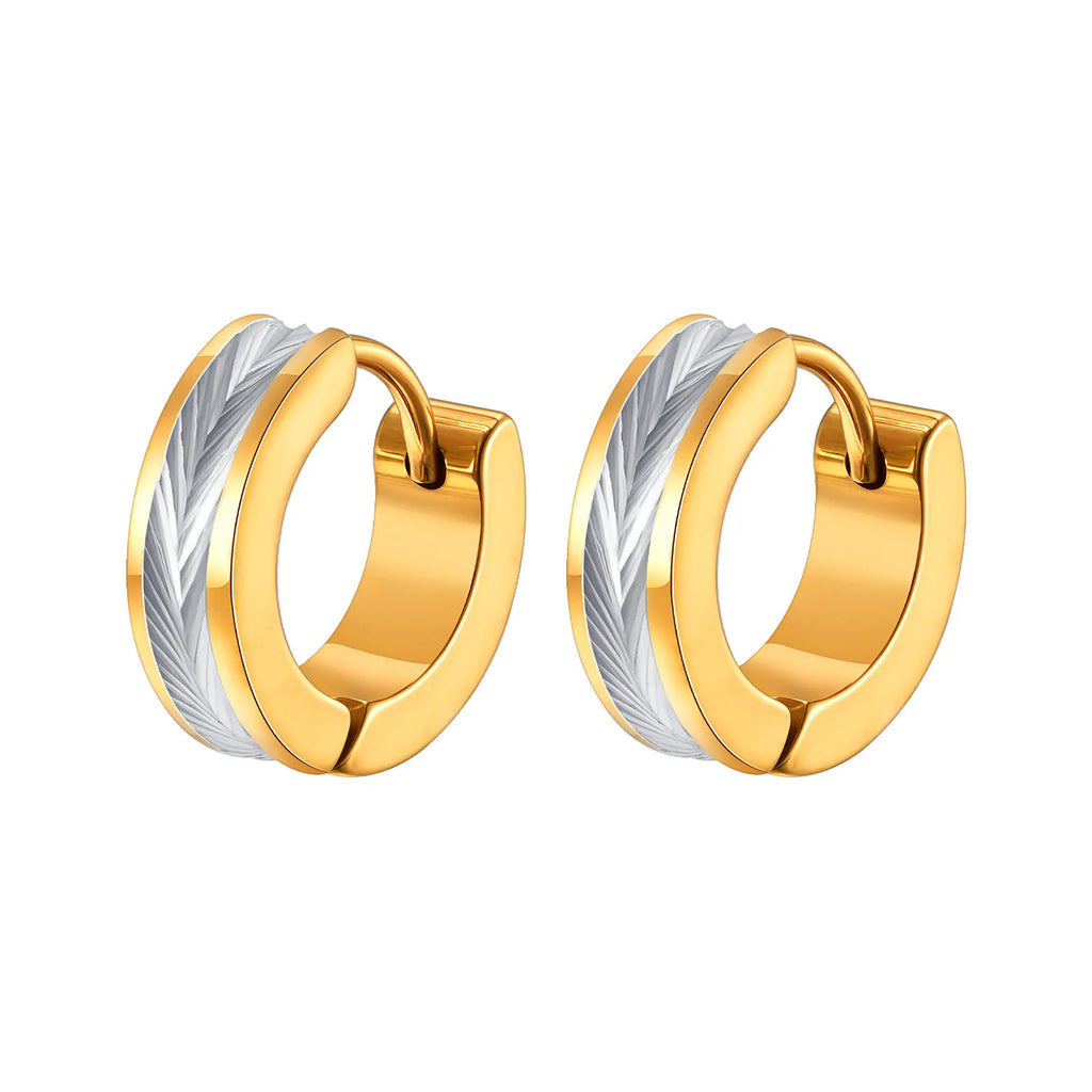 Vnox Stainless Steel Small Hoop Earrings for Men Women | Stylish Two-Tone Metal Huggies