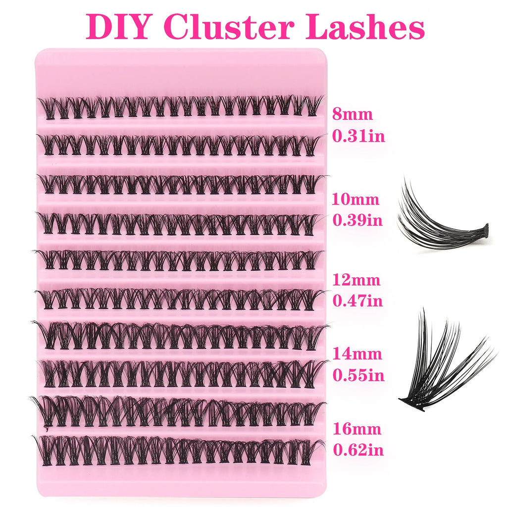 D-Curl Cluster Lashes Kit 200Pcs | DIY Natural Lash Extensions