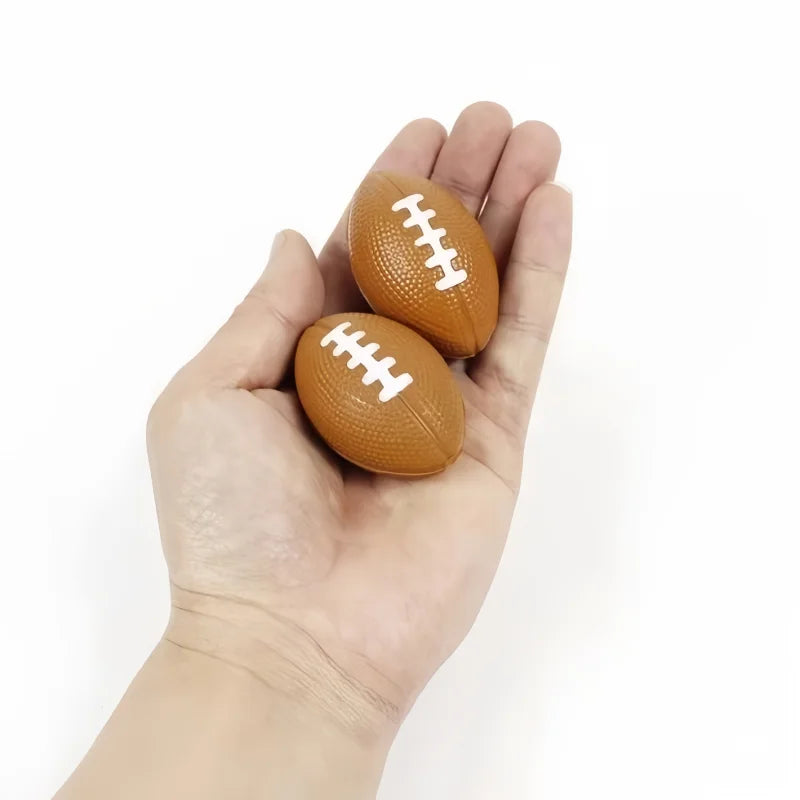 Mini PU Rugby Stress Balls | 6 Pack Squeeze Sports Toys for Anxiety Relief