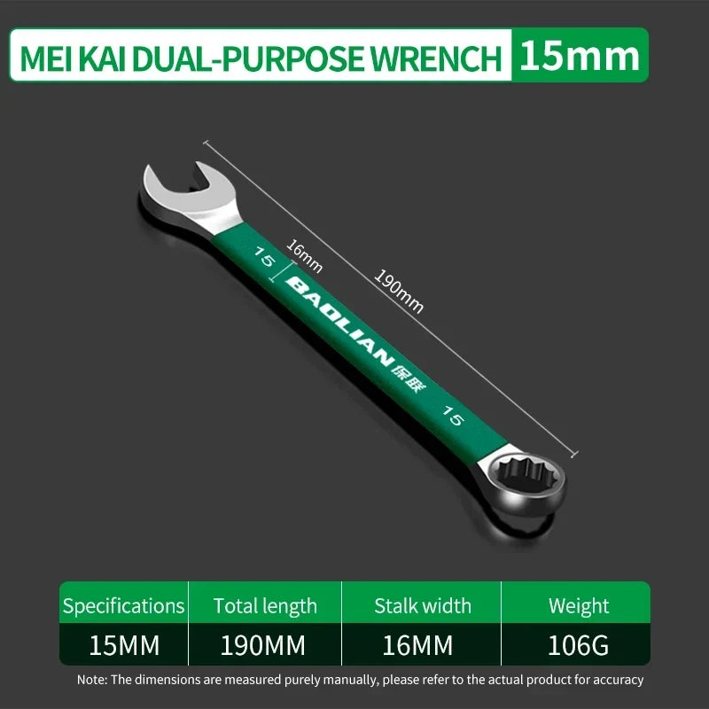 BaoLian Durable Wrench Set 6-19mm | Two-Way Open Combination Wrench for Auto Repair