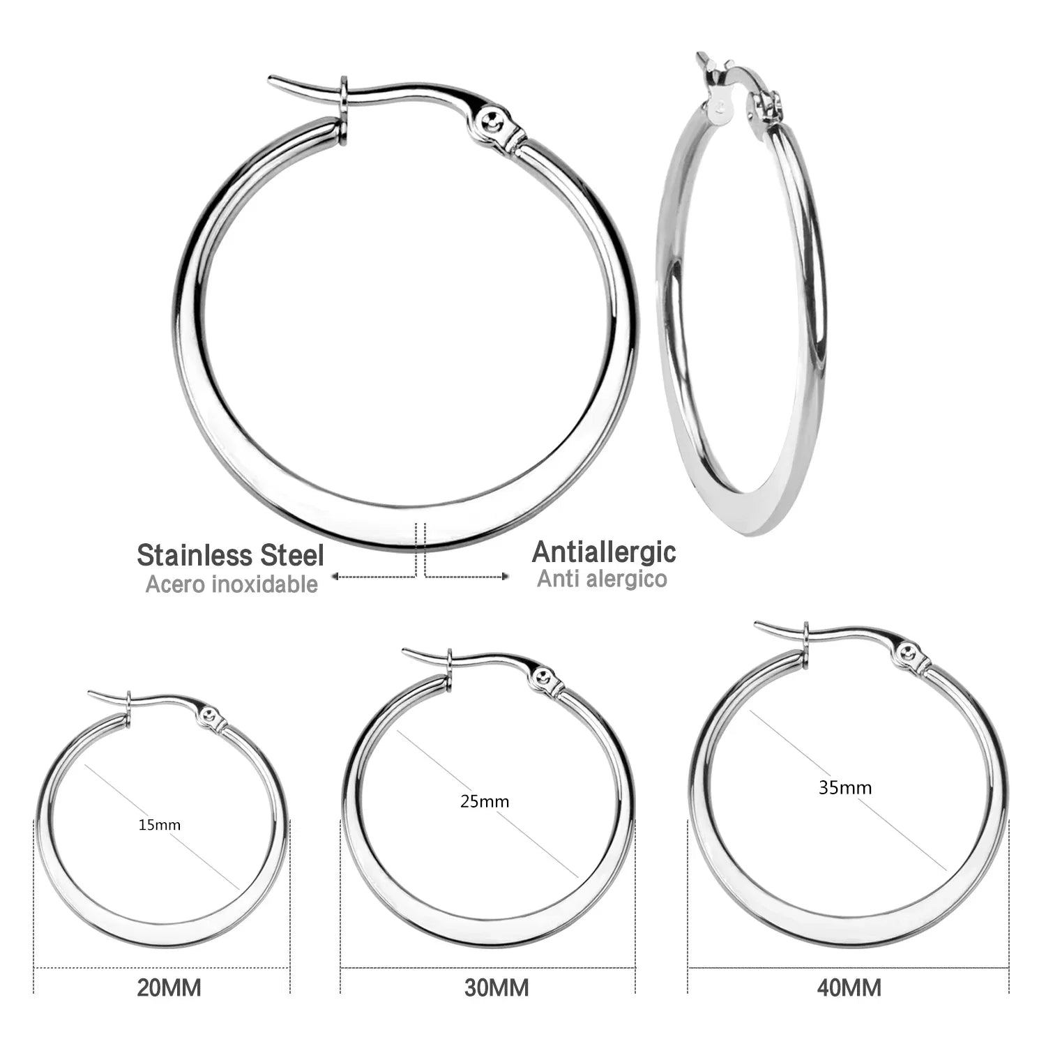 LUXUSTEEL Stainless Steel Hoop Earrings | Simple Geometric Shapes for Women
