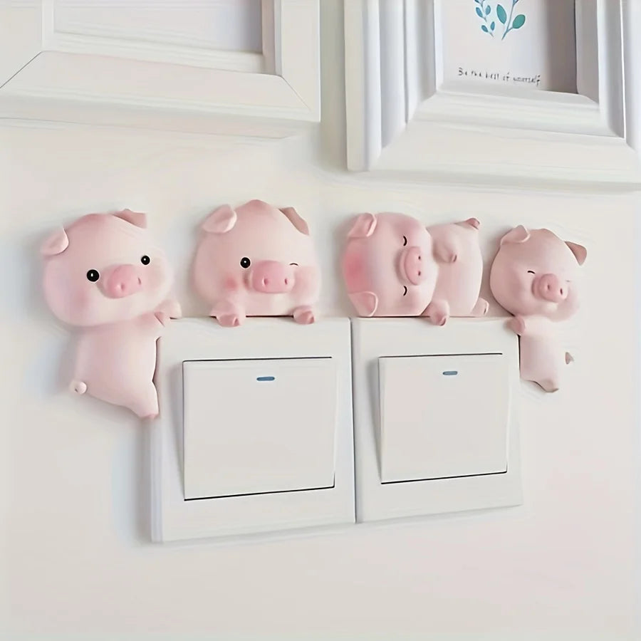 3D Cartoon Pig Light Switch Cover | Sweet Pink Animal Wall Decor