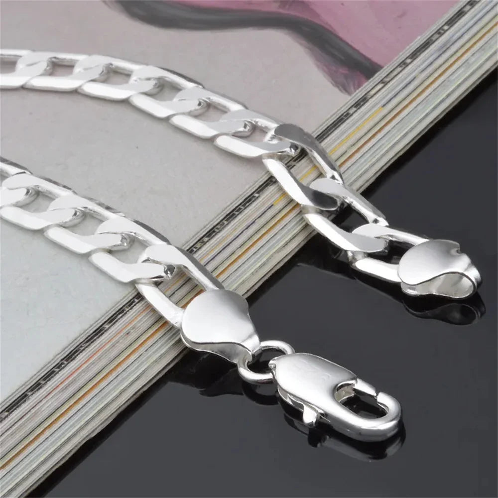 PABEYN 925 Sterling Silver Chain Link Bracelet | Unisex Wedding Gift