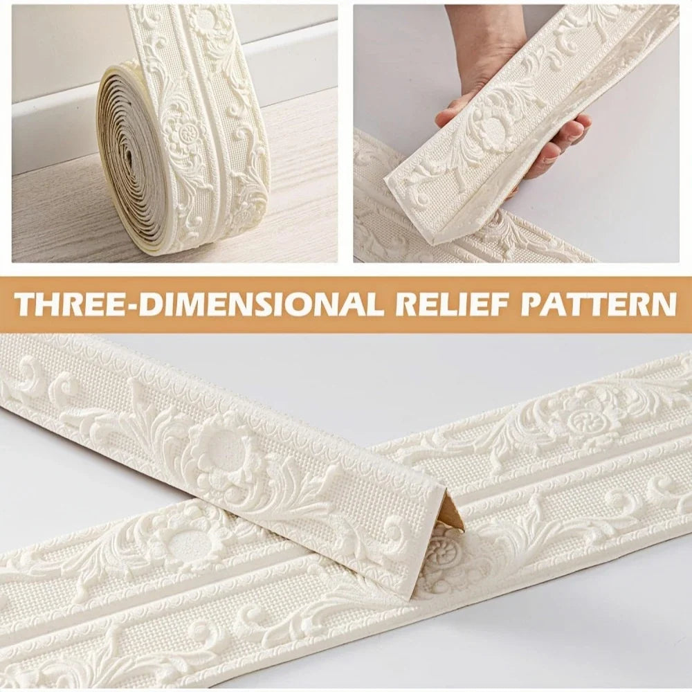 Self-Adhesive Wall Sticker | 2.3m x 12cm PVC Decorative Ceiling Corner Line