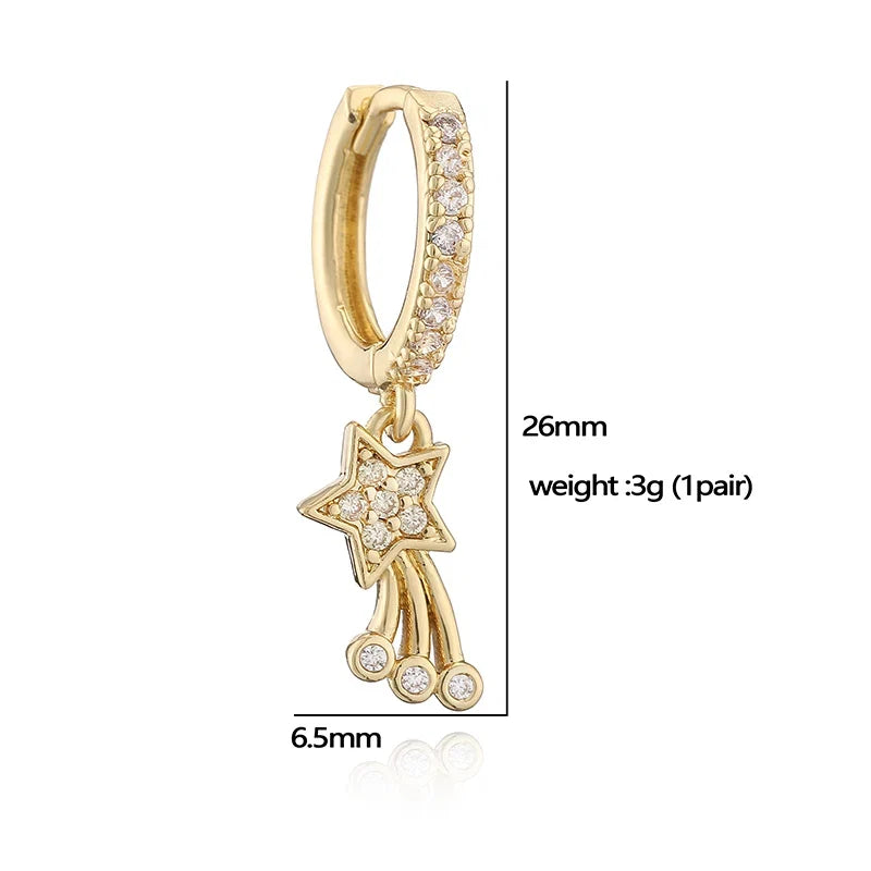 Sun Star Drop Earrings | 18K Gold Plated Meteorite Charm Jewelry