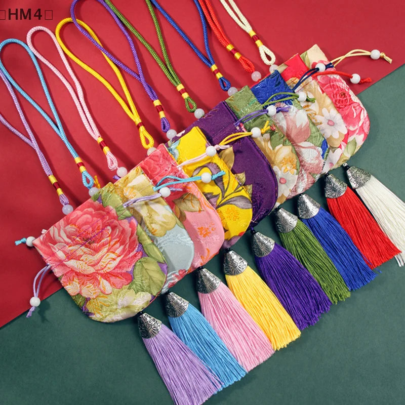 Chinese Style Embroidery Tassel Gift Pouch | Lotus Scented Sachet Bag