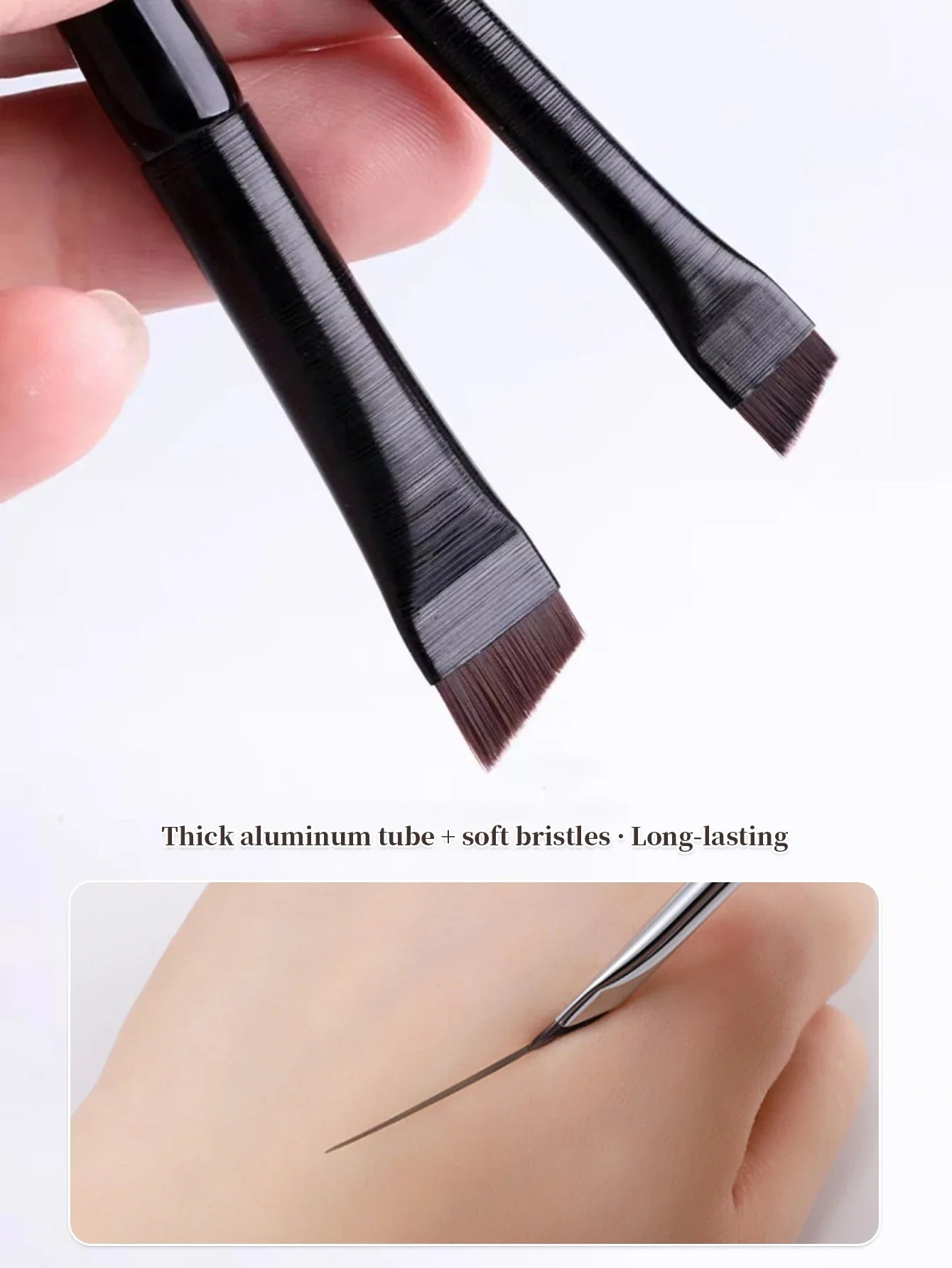 5-Piece Makeup Brush Set | Blade Eyeliner, Flat Eyebrow & Silkworm Brushes