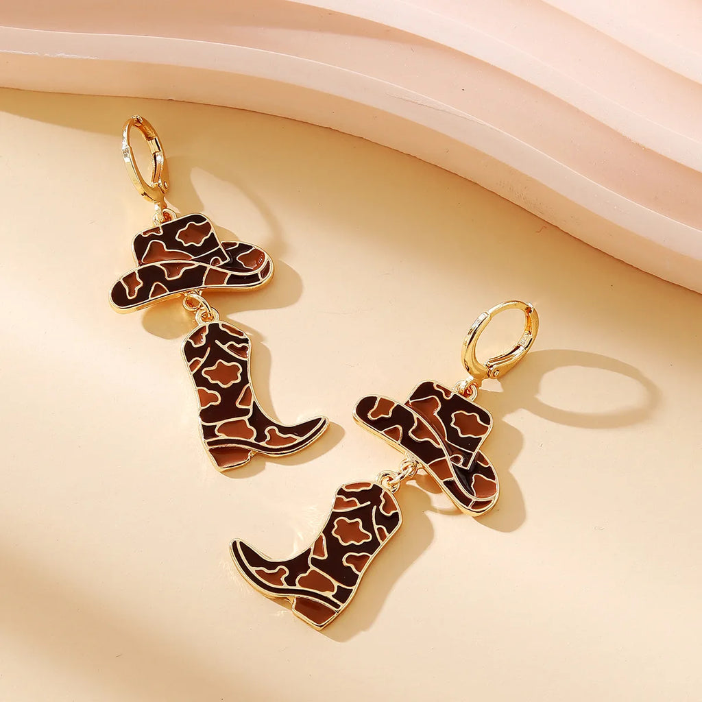 Western Cowboy Boots and Hat Drop Earrings | Vintage Punk Jewelry for Women