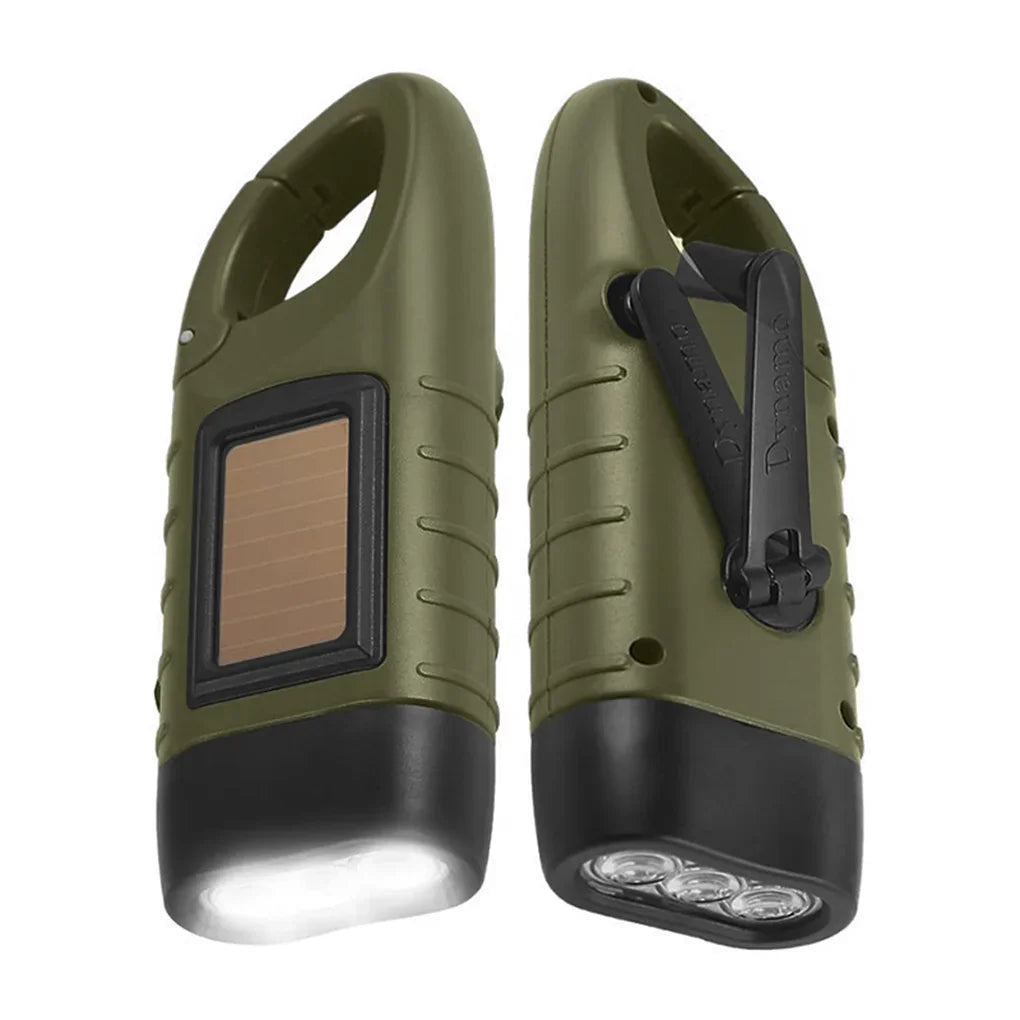Solar Hand Crank Flashlight | Portable LED Emergency Lantern for Camping and Hiking