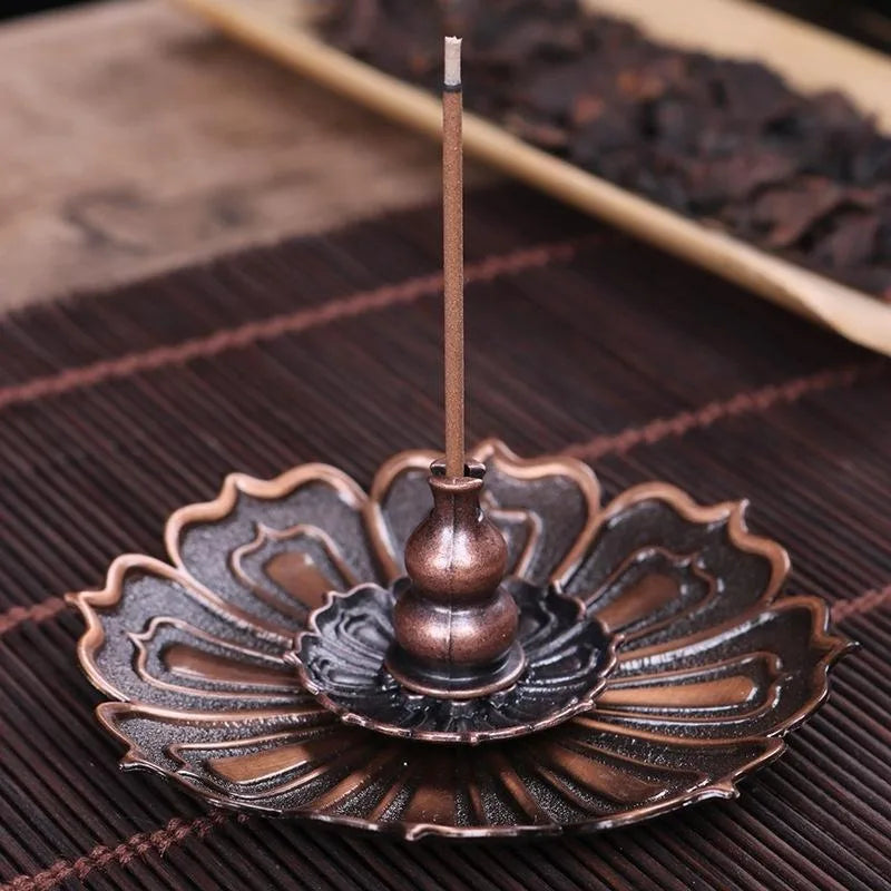 Lotus Incense Burner | Metal Lotus Ash Catcher for Stick and Cone Incense