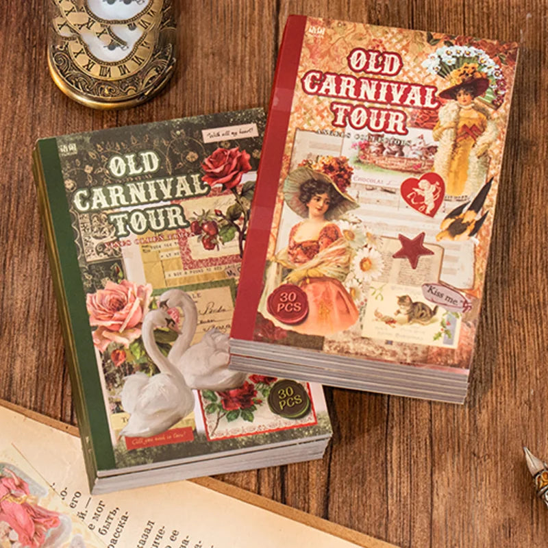 Vintage Sticker Book Collection | 30pcs Retro Amusement Park Tour Decals