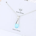 925 Sterling Silver Water Drop Crystal Pendant Necklace | Fine Jewelry Gift for Women