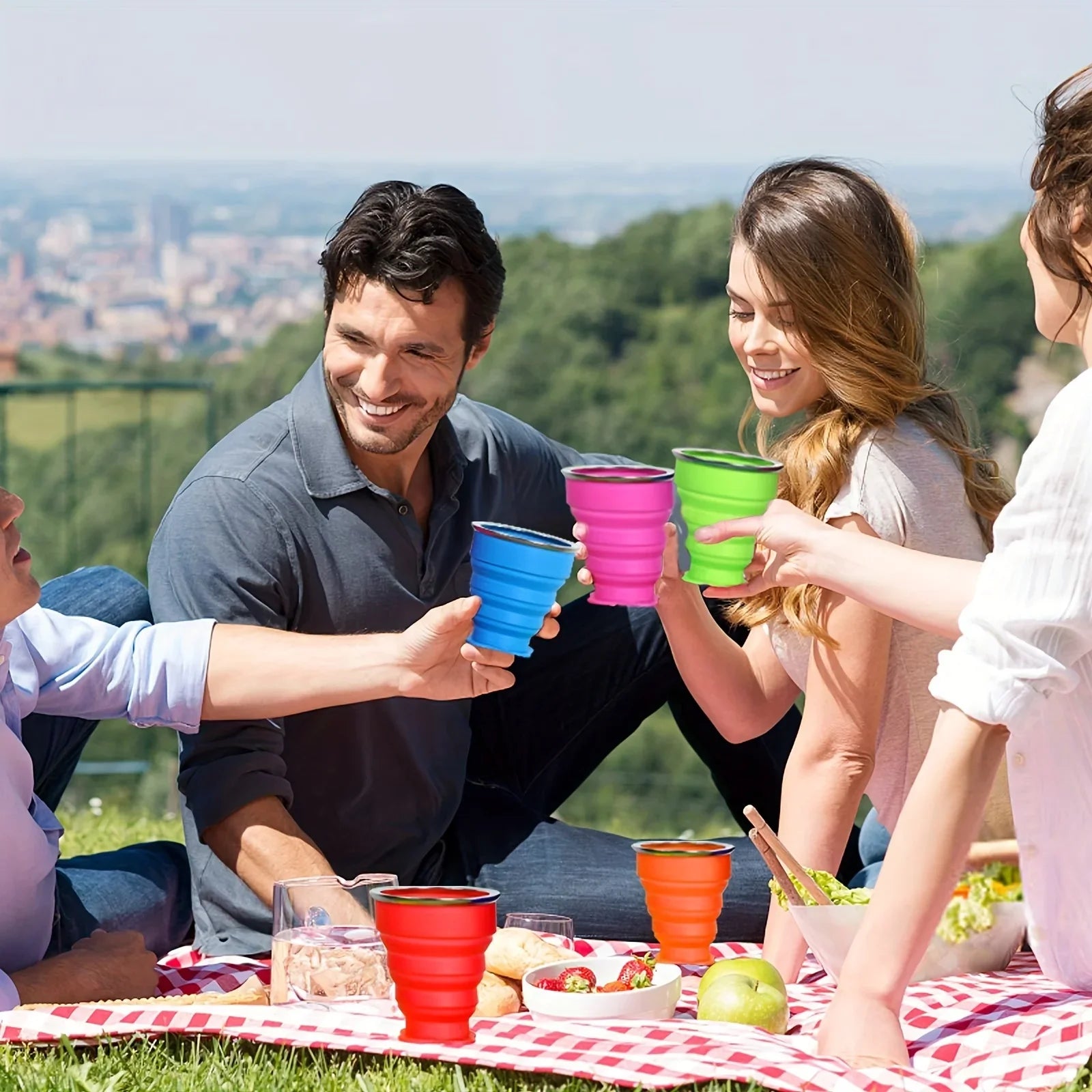 Silicone Collapsible Travel Water Cup | Portable Camping Mug with Lid